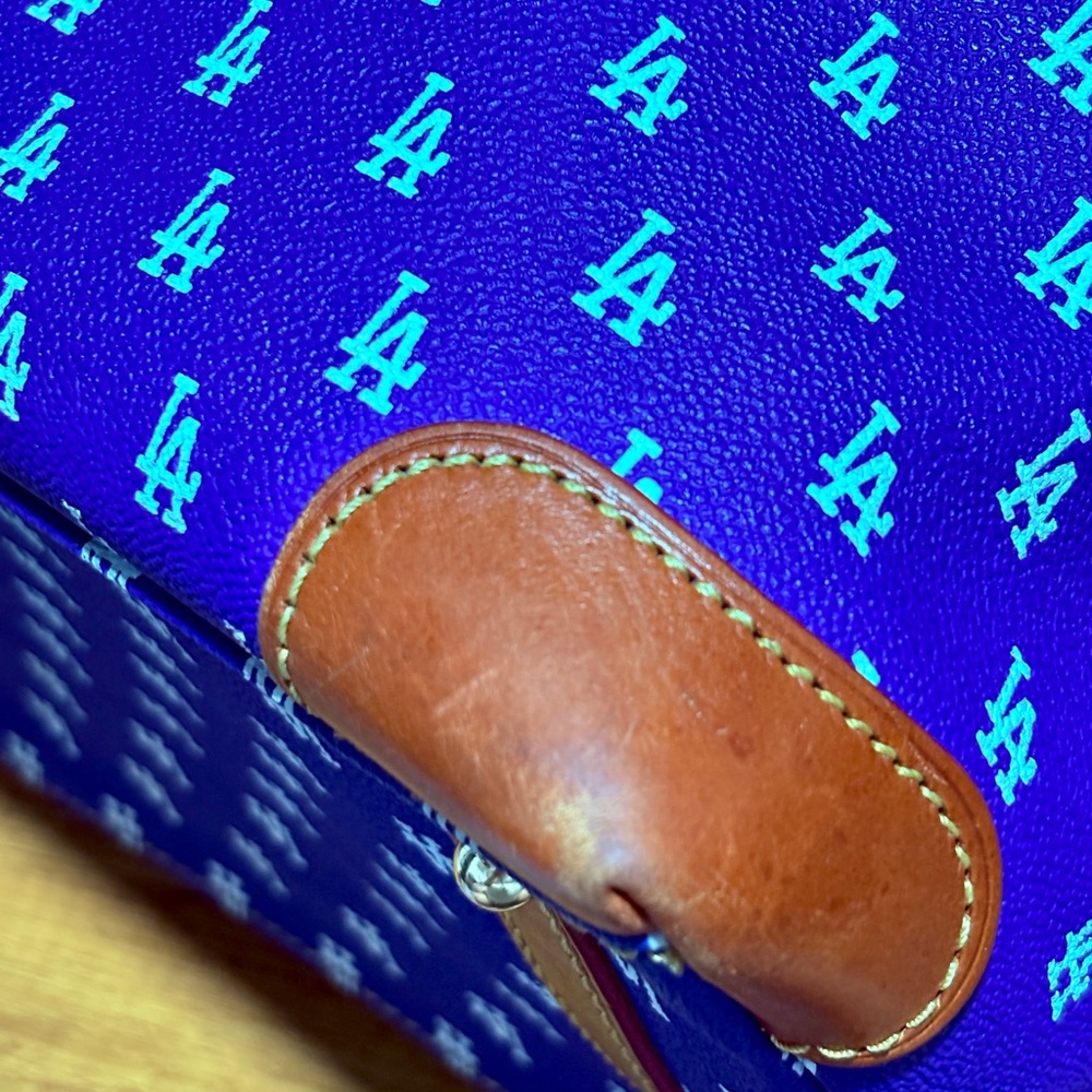 Dooney & Bourke Dodgers Gretta Handbag Blue & White with Brown Accents. - Picture 9 of 15